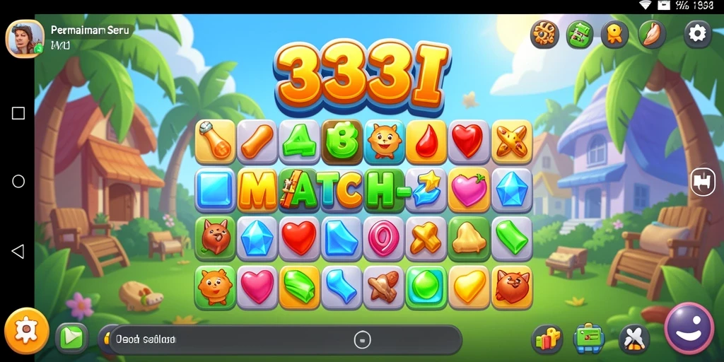 Tampilan screenshot utama 333I menunjukkan gameplay seru Match-3.