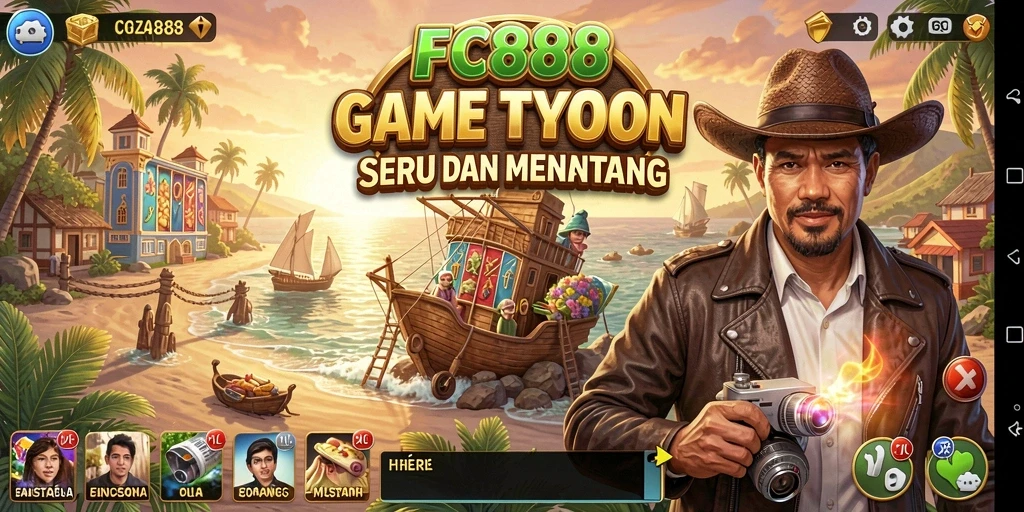 Screenshot FC888 menampilkan gameplay mendalam dalam membangun bisnis Tycoon.