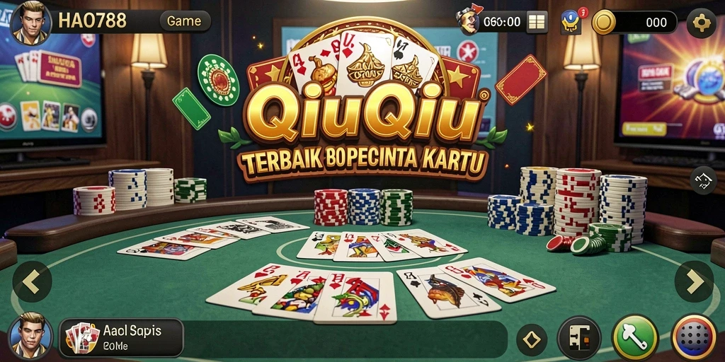 Tampilan gameplay seru di HAO788 dengan kartu QiuQiu yang menantang.