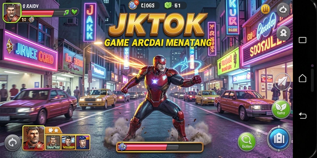 Screenshot JKTOK menampilkan gameplay seru dengan warna-warna cerah.