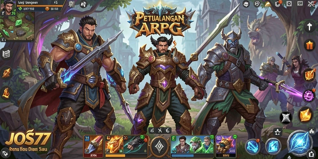 Tampilan gameplay JOS77 menunjukkan karakter dalam aksi petualangan ARPG.