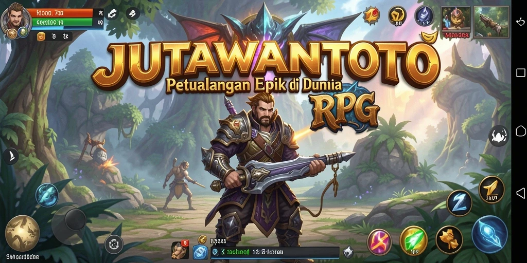 Screenshot JUTAWANTOTO menampilkan pertempuran epik dalam dunia RPG.