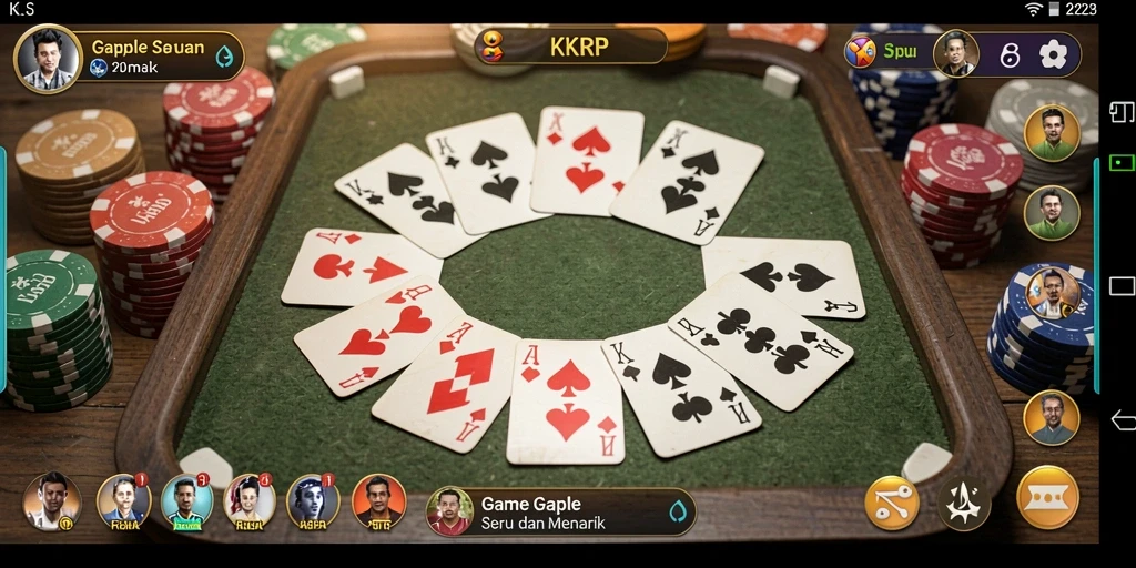 Tampilan gameplay seru Gaple di KKRP dengan teman-teman.