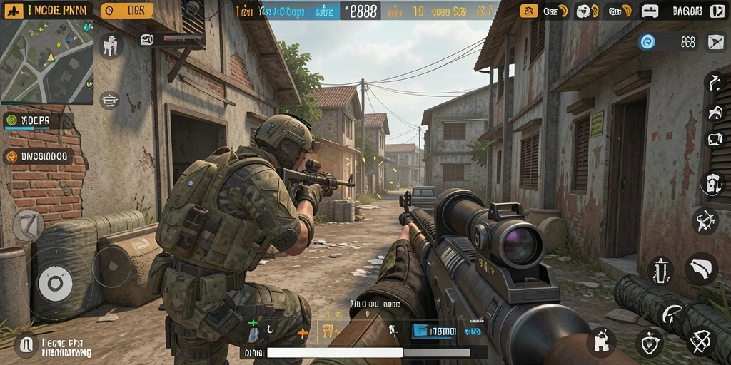 Gameplay mendebarkan dalam pertempuran FPS MC888.