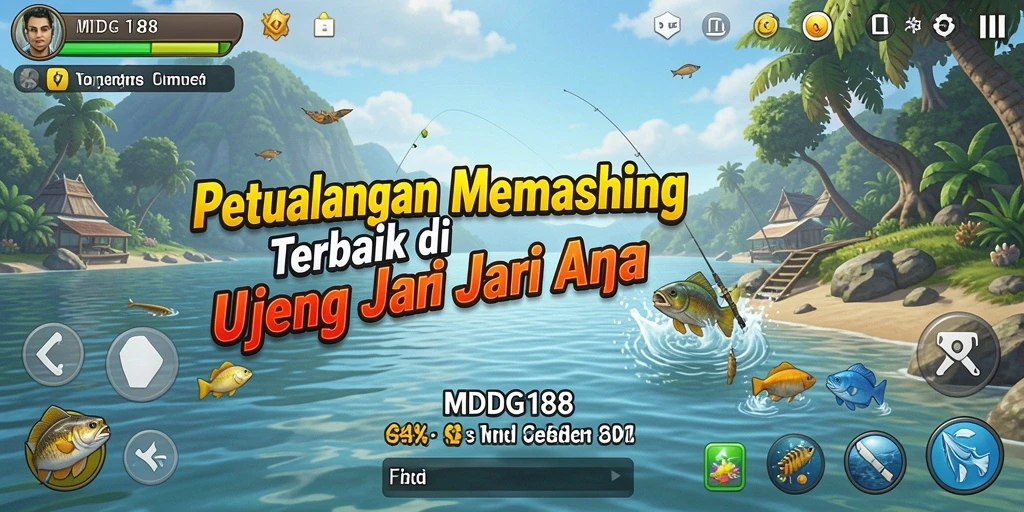 Tampilan gameplay menarik MDG188 dengan aktivitas memancing yang seru.