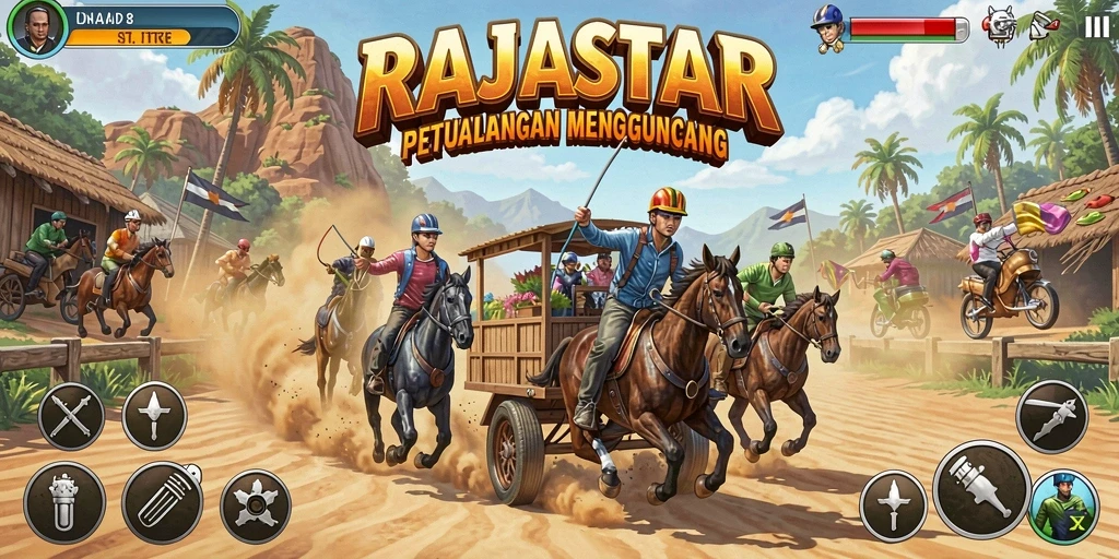 Gameplay RAJASTAR yang mendebarkan saat balapan di trek yang menantang.