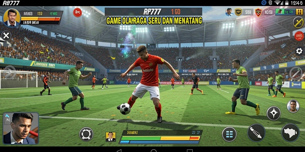 Screenshot gameplay RR777 menampilkan aksi olahraga seru dan grafis mengesankan.