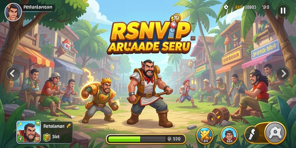 Tangkapan layar utama RSNVIP menampilkan aksi seru gameplay Arcade.