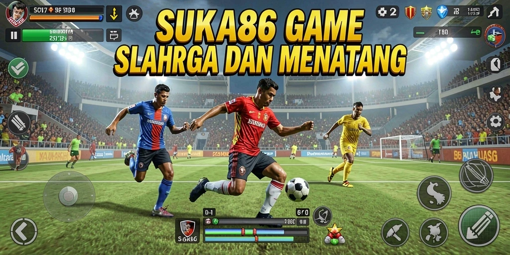 Tampilan gameplay SUKA86 dengan karakter aktif di lapangan olahraga.