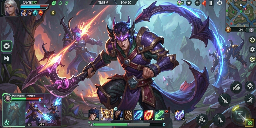Tangkapan layar permainan <strong>TANTE777</strong> menampilkan aksi seru dalam pertempuran MOBA.
