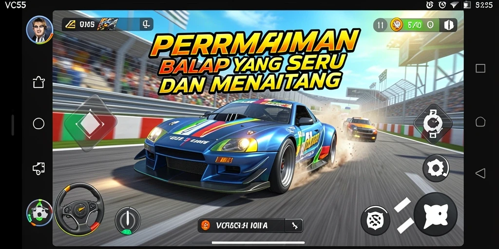 Gameplay balap yang mendebarkan dan penuh aksi.